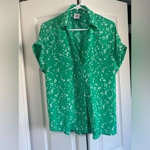 CAbi Green Floral Blouse
